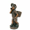 Xbrand 24' H Faux Bronze Magnesium Oxide Walking Boy Garden Statue w/Small Flower Plant Pot BronzeBoyX5